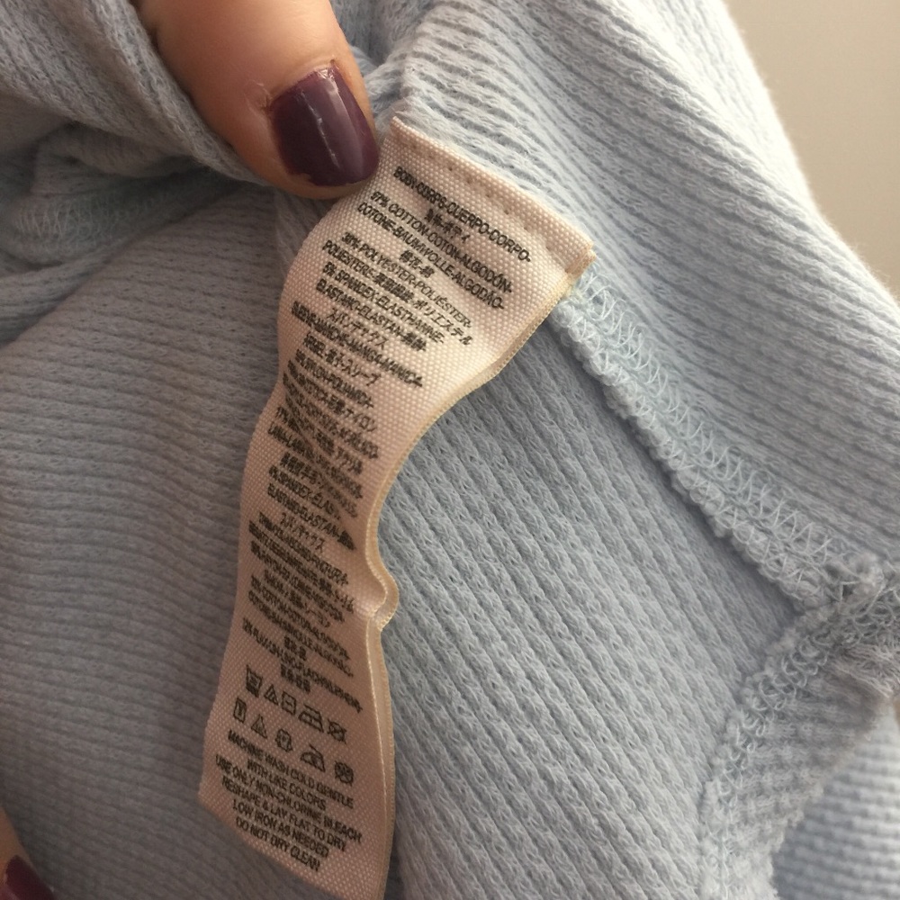 We The Free Thermal Blue Sweater Cuff Shirt Top - Picture 7 of 8